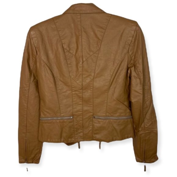 NWT Blank NYC Faux Leather Brown Moto Jacket Zips NEw With Tags Sz Small Medium - Picture 5 of 14